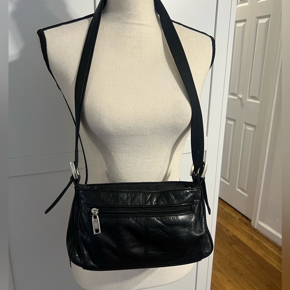 Frye Black Leather Shoulder Crossbody Bag with Silver Hardware